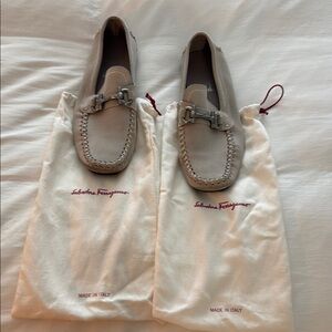 Salvatore Ferragamo Gray Loafers Slip-Ons